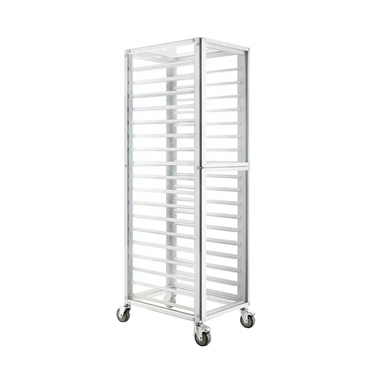 Backblechgestell Mit Abdeckung, Brotpfannengestellabdeckung, Aluminium-Backgestell Rädern, Bremsen Und Offenen Regalen, Geeignet For Lebensmittelservice, Bäckereien Restaurants(179x60.5x47cm-18layer)